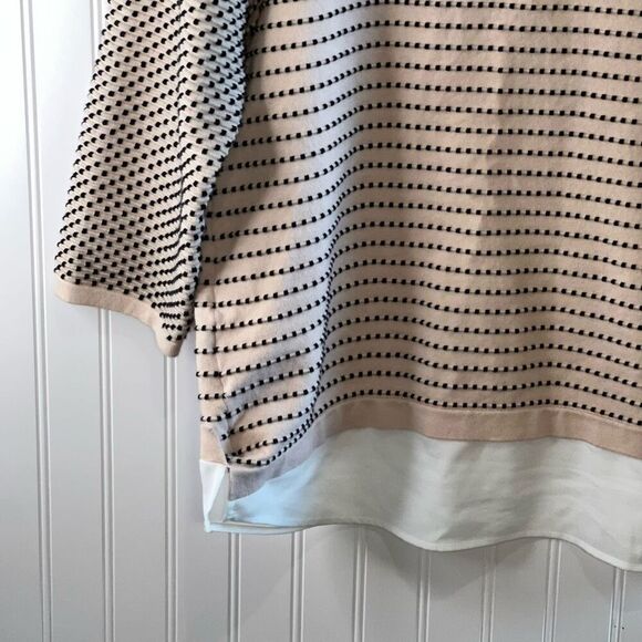 Karl Lagerfeld Sweater Blouse Women Size Large Layered Tunic 3/4 Sleeve Collared - Picture 11 of 12